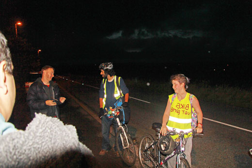 Cyclists arrive